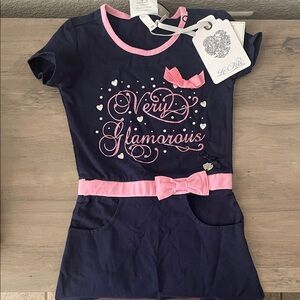 chic Navy and Pink Glamorous Kids Dress
